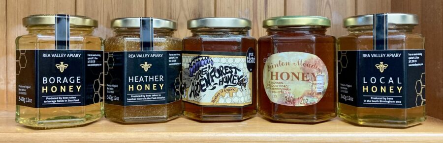 Six pots of honey