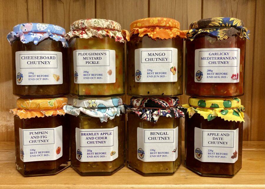 Jacky's Jams - eight jars of varieties of chutney